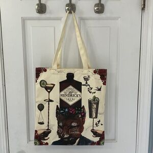 Hendrick's Gin Themed canvas Tote Bag reusable grocery bag fox image NWOT